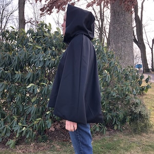 Cape w/ hood; wool, lined w/ cotton flannel - Front 22&quot; long, back 28&quot; - old fashioned, historic, history bounding, Victorian, reenactment