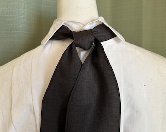 Ascot or Stock style cravat - black and brown woven wool necktie - Victorian tie