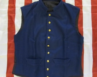 Size 42 - Union Wool Vest - Civil War - 9 Federal Eagle Buttons - Two Pockets - 2 pronged buckle in back