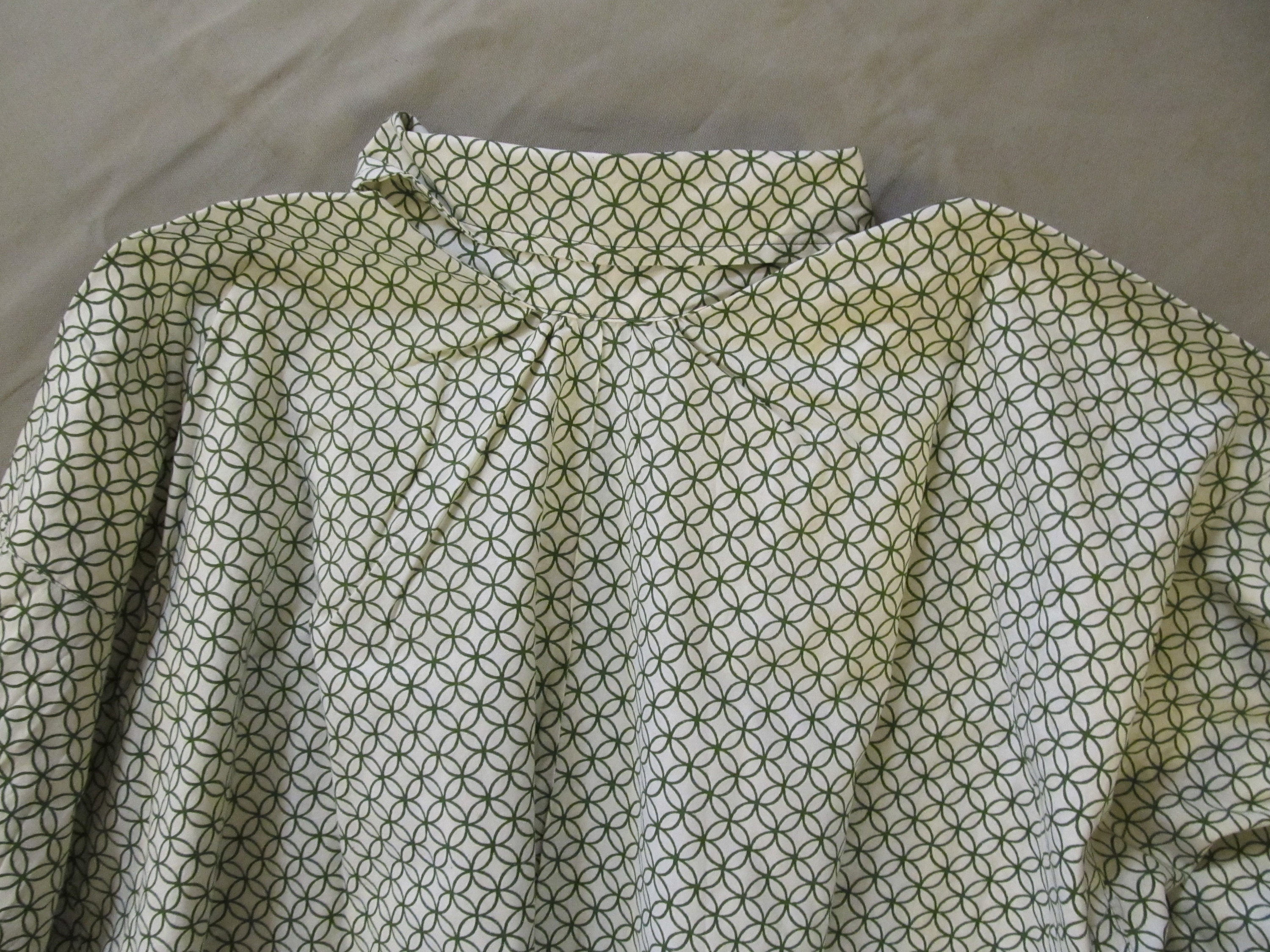 18 Neck Green & White Print Cotton Shirt Fold Down | Etsy