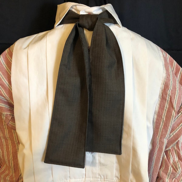 Ascot or Stock style cravat - gray/brown wool necktie - Civil War era, saloon reenacting - classic, old fashioned, historic Victorian tie