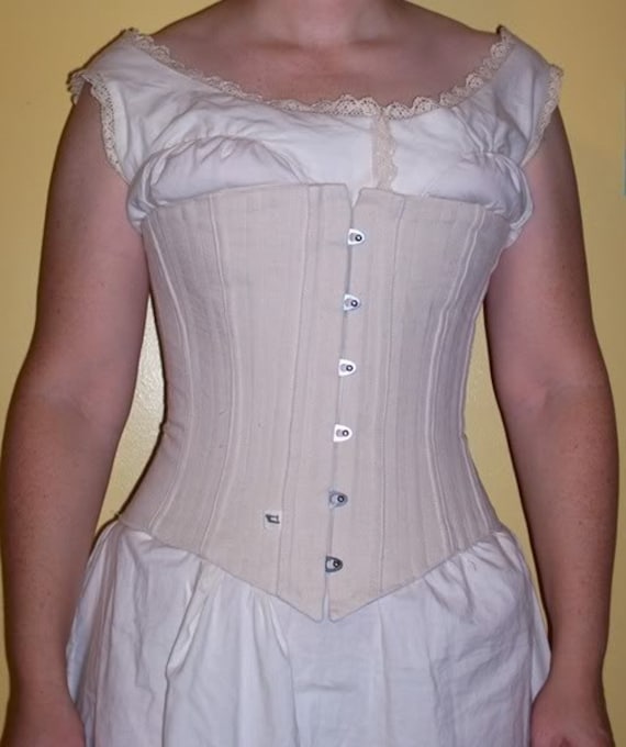 Civil War Era Corset With Busk and Grommets - Mid Bust - 16