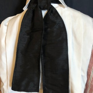 Ascot or Stock style cravat black Dupioni silk Civil War era, saloon, trek reenacting classic, old fashioned, historic, Victorian tie image 2