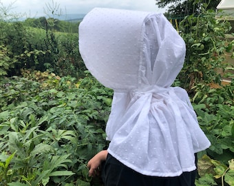 Bonnet w/ deep brim & neck shade - Historically accurate - reenactment/reenacting - prairie, Colonial, civil war, wild west, trek, LARP