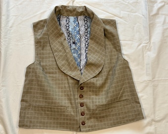 Taglia 40 - Gilet/Pantalone in cotone - Collo a scialle/carré - 2 tasche - Rievocazioni storiche/Bounding - Guerra civile americana, epoca vittoriana, Dickens