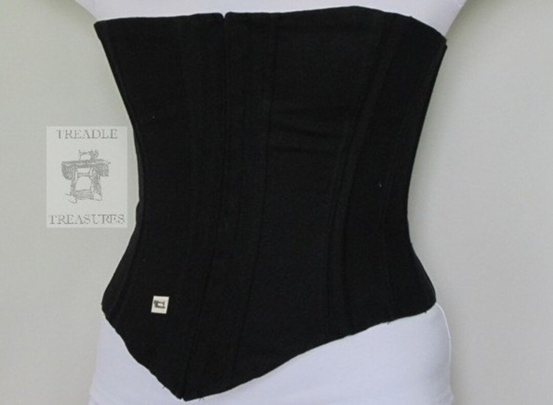 Mourning Corset, Coutil With Grommets and Metal Boning Civil War Era