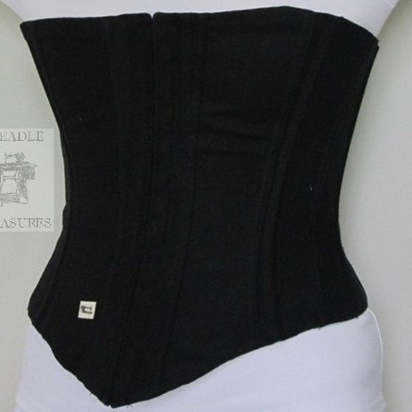 Mourning Corset, Coutil with grommets and metal boning - Civil War Era  - Old West, Trek, Victorian, Pirate, Saloon - Custom made