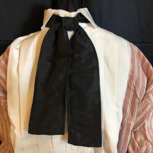 Ascot or Stock style cravat black Dupioni silk Civil War era, saloon, trek reenacting classic, old fashioned, historic, Victorian tie image 1