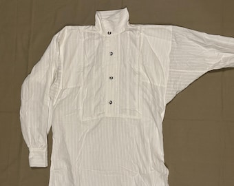 17" neck pleated shirt - Victorian white cotton bib front formal shirt