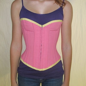 Corset - Choice of Color and Trim - Unlined - custom made - cotton canvas fabric, flexible boning