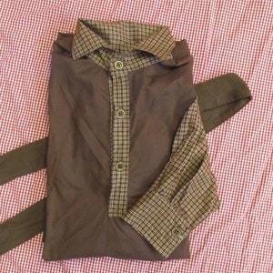 16" neck - Brown Memory Shirt - bone buttons - Civil War - medium