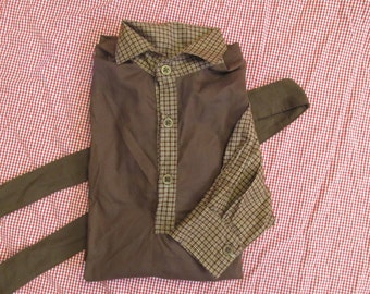 16" neck - Brown Memory Shirt - bone buttons - Civil War - medium