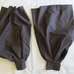 Women&#39;s Victorian Under Sleeves - black cotton - Japanned Tin buttons - formal style - twill tape or elastic gathering at top