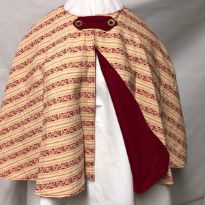 Pelerine -reversable shoulder cape - 100% cotton fabric - shrug, wrap, short  - Colonial, Civil War, Victorian, Dickens, Cosplay, LARP, trek