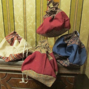 Drawstring Bags - large - lined - silk ribbon - 7 inch circumference - 6 inches high - your choice of one