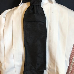 Ascot or Stock style cravat black Dupioni silk Civil War era, saloon, trek reenacting classic, old fashioned, historic, Victorian tie image 3