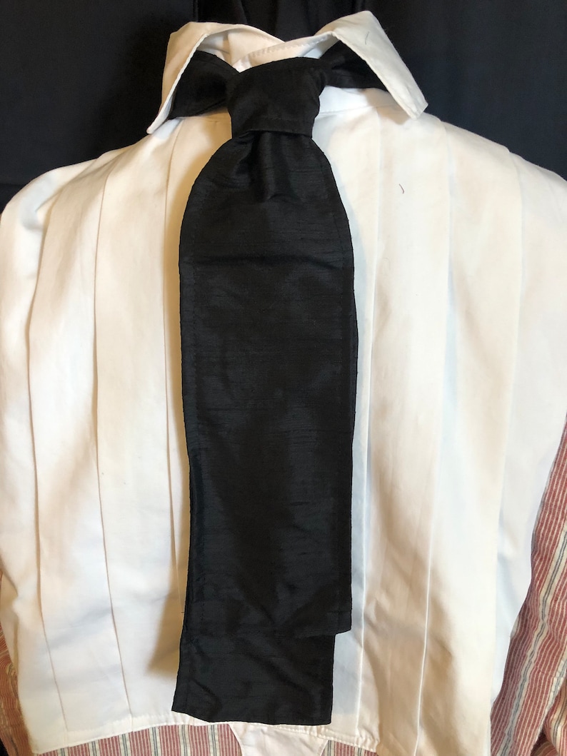 Ascot or Stock style cravat black Dupioni silk Civil War era, saloon, trek reenacting classic, old fashioned, historic, Victorian tie image 3