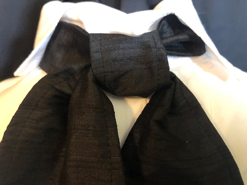Ascot or Stock style cravat black Dupioni silk Civil War era, saloon, trek reenacting classic, old fashioned, historic, Victorian tie image 4