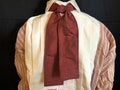 Ascot or Stock style cravat - red stripe silk necktie - Civil War era, saloon, reenacting - classic, old fashioned, historic, Victorian tie