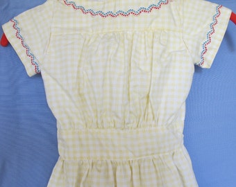 Girl's Civil War Growth Dress Yellow Plaid Size 8 / Waist 21" - Victorian, dress up, prairie, reenactment, old fashioned costume