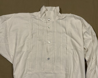 18" neck pleated shirt - Victorian white linen bib front formal shirt - second quality