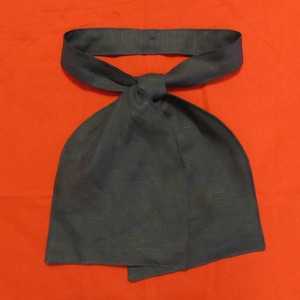 De Joinville style cravat - Navy blue linen necktie -Civil War reenacting - reenacment - historic - Victorian ascot - old fashioned, western