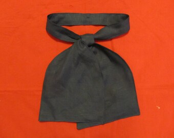 De Joinville style cravat - Navy blue linen necktie -Civil War reenacting - reenacment - historic - Victorian ascot - old fashioned, western