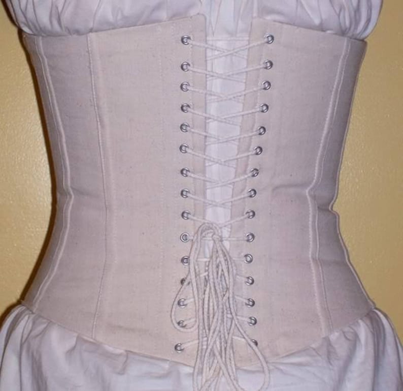 Coutil Corset With Busk and Grommets Mid Bust 16 Flat Etsy