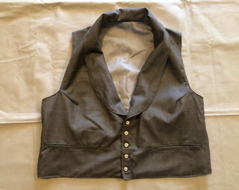 Size 42 - Wool Vest / Waistcoat - Shawl/Yoke Collar - Bounding - Historic civilian Civil War reenactment Victorian Dickens Urban