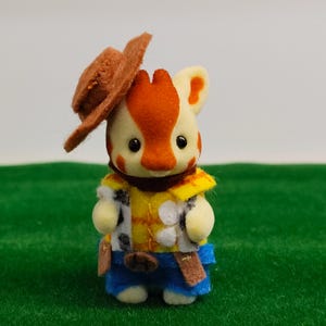 Handmade Doll Clothes, Toy Cowboy Costume, Woody Inspired Outfit, Fits Calico Critters & Sylvanian Families Baby Size Figures