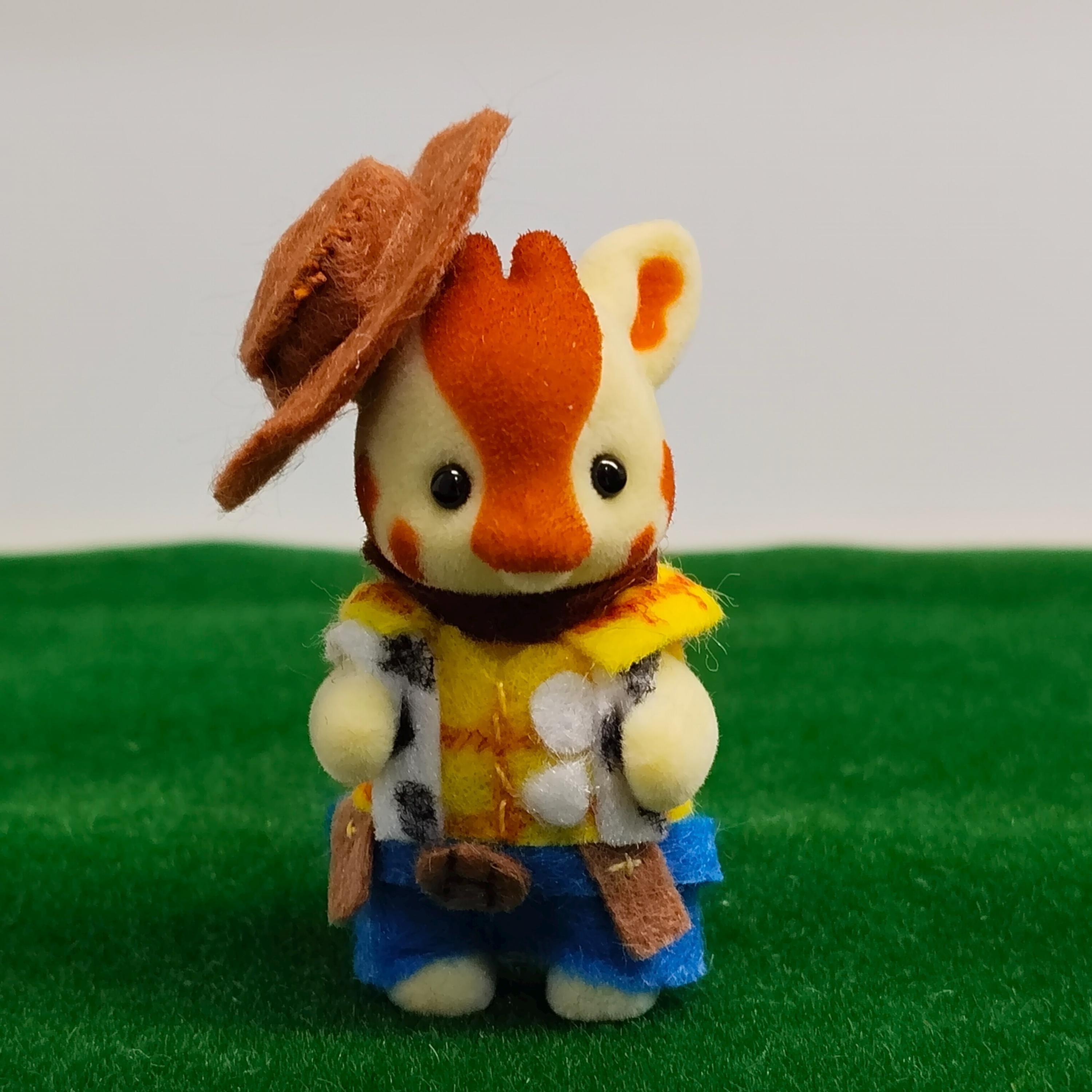 Handmade Doll Clothes, Toy Cowboy Costume, Woody Inspired Outfit, Fits Calico Critters & Sylvanian Families Baby Size Figures