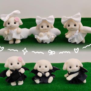 Handmade Doll Clothes- Sugar Angel & Imp Series, 3-in-1 Doll Clothes Set, Fits Calico Critters/Sylvanian Families Baby Size Figures