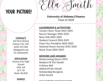 Pink and Green Unique Pattern Resume Template - Perfect for Rush!!