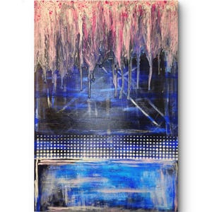 ORIGINAL Painting- &quot;Cotton Candy Drip&quot;- 30&quot; X 36&quot; Modern, Texture Abstract, Expressionism, Large Canvas