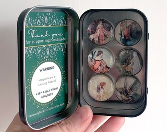Fairytale Magnet Set- Gift Set for Women- Glass Refrigerator Magnets- Warwick Goble Fairy Tale Art