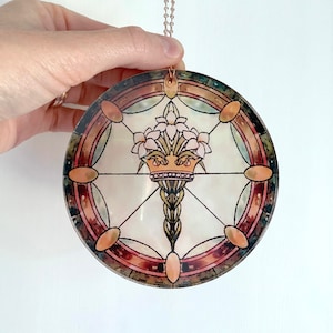 Sun Catcher Art Nouveau Faux Stained Glass Window Display Art
