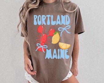 Comfort Colors® Portland Shirt, Maine ME Retro Tee, Trendy Travel Destination Gift, Womens Shirts, Lobstah T-Shirt