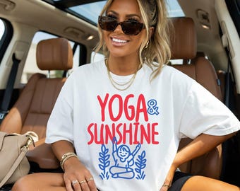 Comfort Colors® Yoga And Sunshine Shirt, Yoga Shirt, Yoga Lover, Yoga Teacher Gift, Meditation Shirt, Namaste Shirt, Zen Shirt
