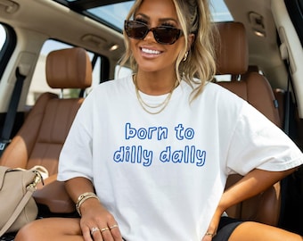 Comfort Colors® Dilly Dally Shirt, Colorful Stripe Tee, Trendy Tshirt, Preppy Girly Design, Spring Summer, Funny Shirts,
