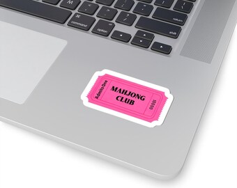 Mahjong Club Sticker Fair Ticket Style Laptop Sticker for Mahjong Lovers Mahjong Gift for Women Cute Tile Game Vinyl Sticker