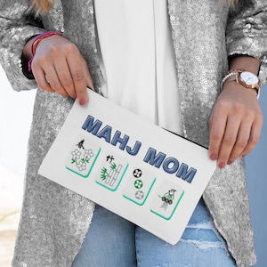 Trendy Mahjong Tile Pouch for Moms, Large Zippered Bag for Mahjong Cards, Tiles & Accessories | Mahjong Gift Idea