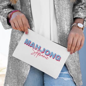 Bolsa personalizable para fichas y cartas de Mahjong, regalo moderno para mamás con estilo / Accesorios estéticos de Mahjong / Regalo personalizado para el Día de la Madre