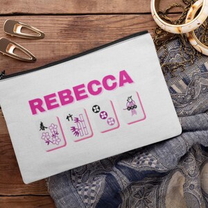Bolsa personalizable para fichas y cartas de Mahjong, regalo moderno para mamás con estilo / Accesorios estéticos de Mahjong / Regalo personalizado para el Día de la Madre