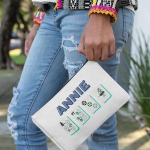 Bolsa personalizable para fichas y cartas de Mahjong, regalo moderno para mamás con estilo / Accesorios estéticos de Mahjong / Regalo personalizado para el Día de la Madre