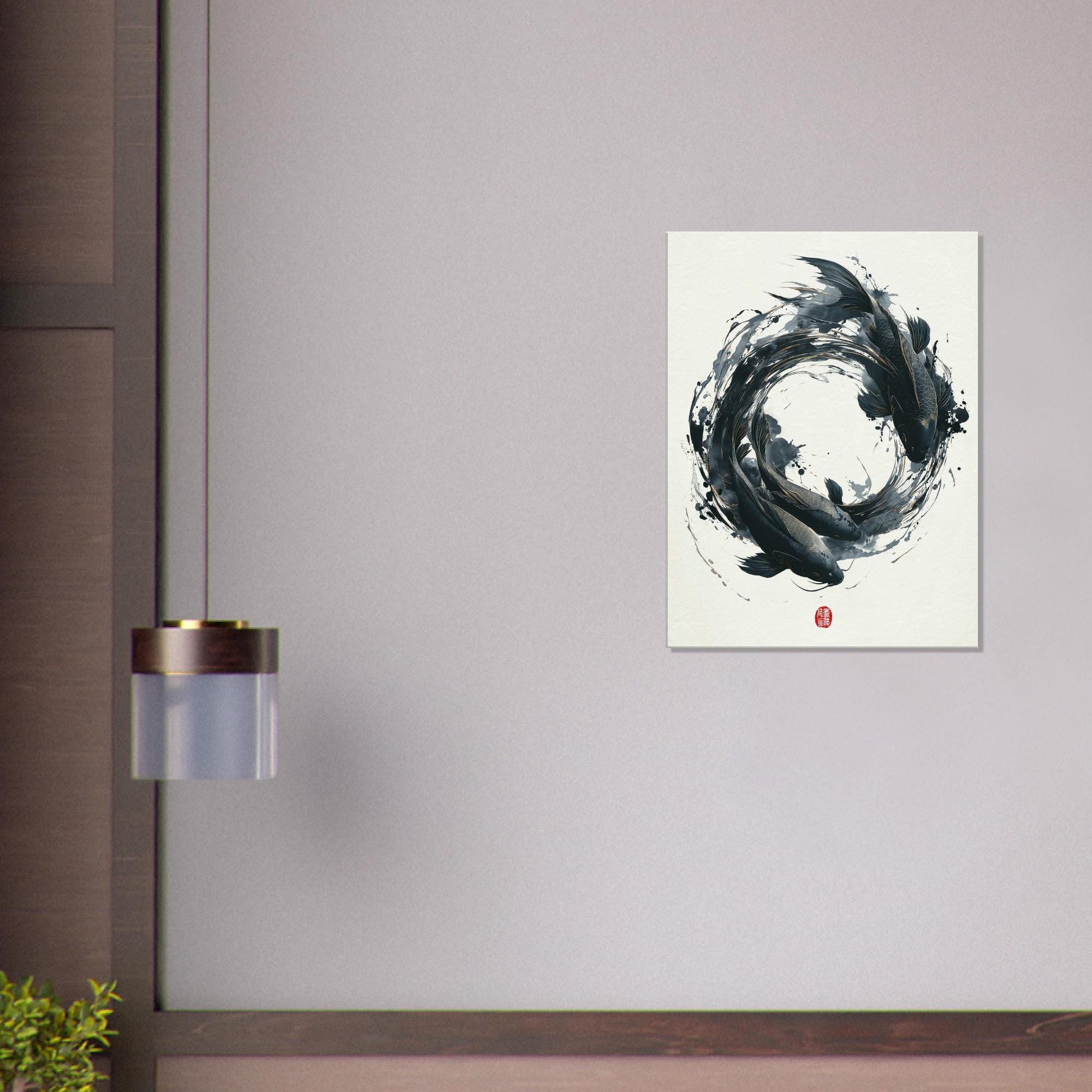 Black Koi Fish Canvas Print: Japanese Zen Yin Yang Art - Etsy