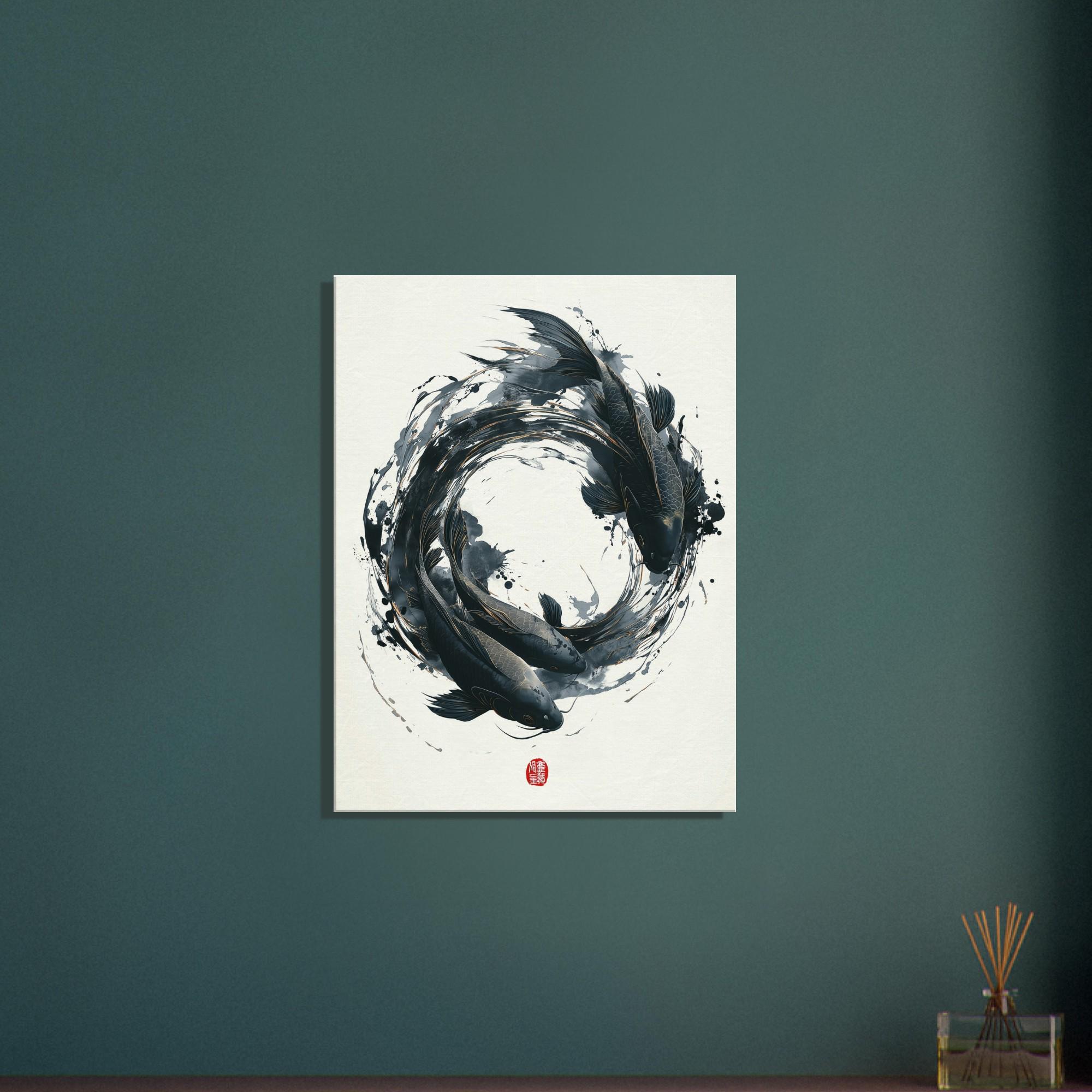 Black Koi Fish Canvas Print: Japanese Zen Yin Yang Art - Etsy
