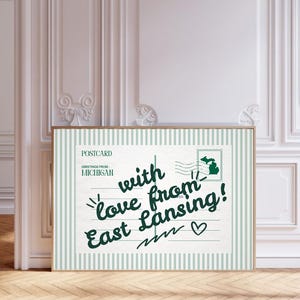 East Lansing Missouri Postkarte Wandkunst | Trendy Ästhetische College Raumdekoration | Wohnheim Dekor | Schickes College Dekor