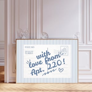 Benutzerdefinierte Blaue Mitbewohner Postkarten Wandkunst | Trendy College Wohnung Wohnheim Dekor | Barwagen Dekor | Streichholzschachtel Poster | Personalisierte Wandkunst