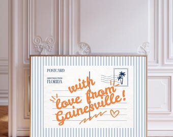 Gainesville Postcard Wall Art | Trendy Aesthetic College Room Decor | Dorm Decor | Chic College Decor