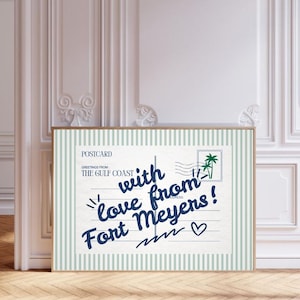 Fort Meyers Postkarte inspirierte Wandkunst | Trendy Ästhetische College Raumdekoration | Wohnheim Dekor | Schickes College Dekor
